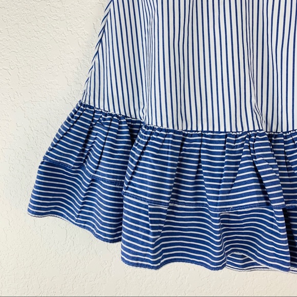 J. Crew Blue Striped Ruffle Skirt Sz 4 - Picture 3 of 7